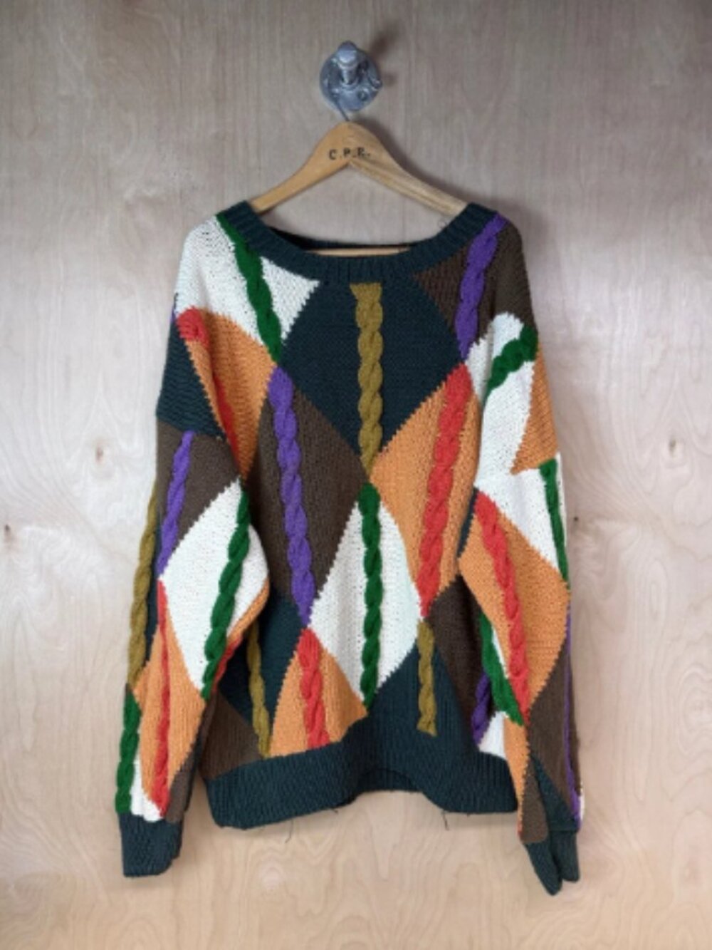 Vintage GANT Hand Knit Multicolor Cable Knit Crewneck Sweater